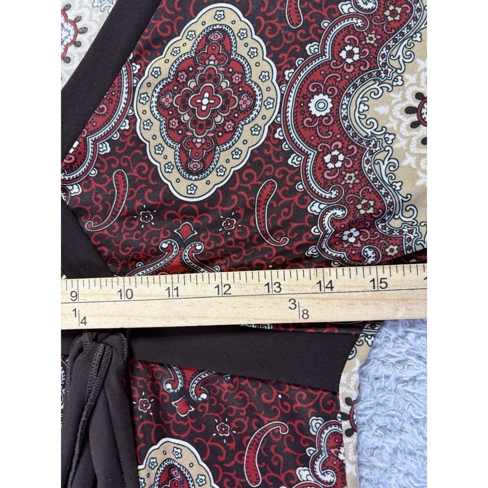 Y2K Vintage Babydoll Top Medium Burgundy Cottagecore V Neck Short‎ Slv Tie Retro - Picture 8 of 11